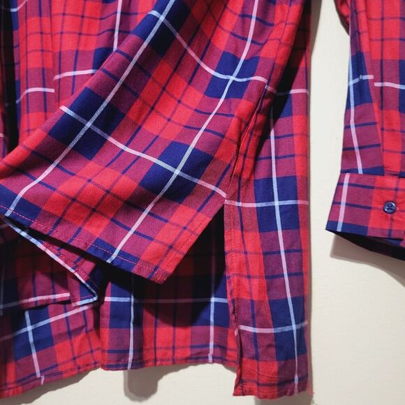 Alexander Jordan Womens XL New Plaid Popover Tunic Top- Flowy Wine/Navy $59 - Picture 6 of 7